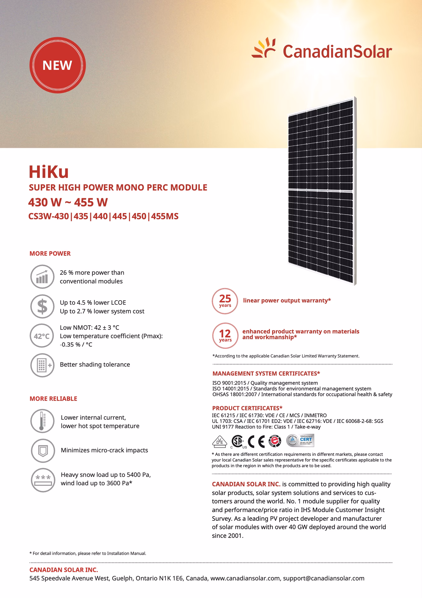 What type of solar panels does Canadian Solar make?