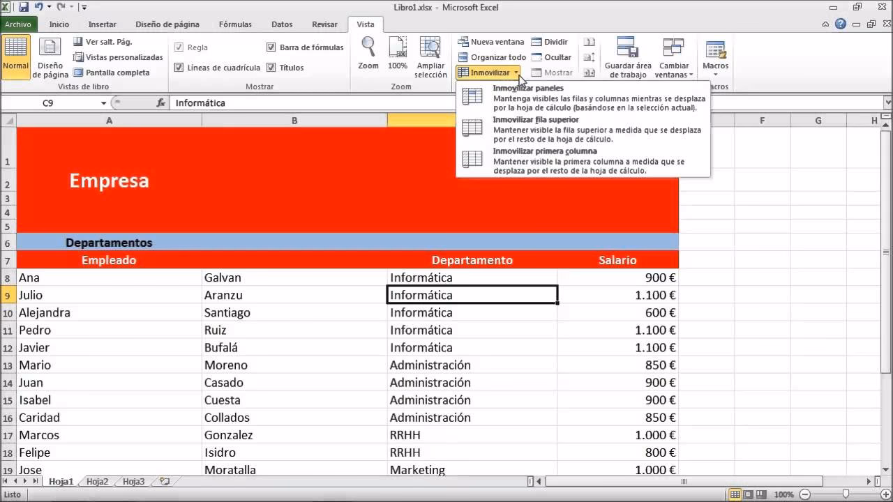 ¿Cómo mover solo una parte de Excel?