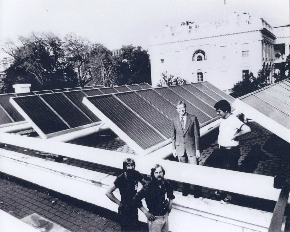 Where did Jimmy Carter have solar panels in his hometown?
