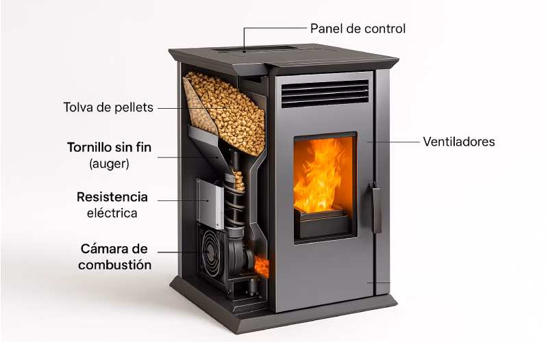 ¿Qué es el sinfin de una estufa de pellets?