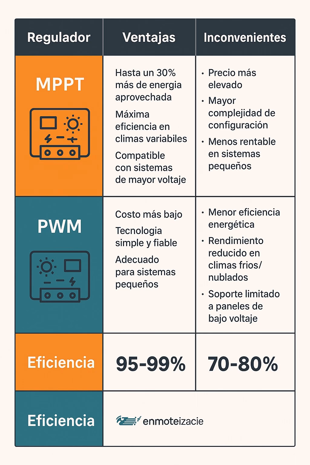¿Qué tipo de regulador de carga solar es más adecuado para mi instalación, PWM o MPPT?