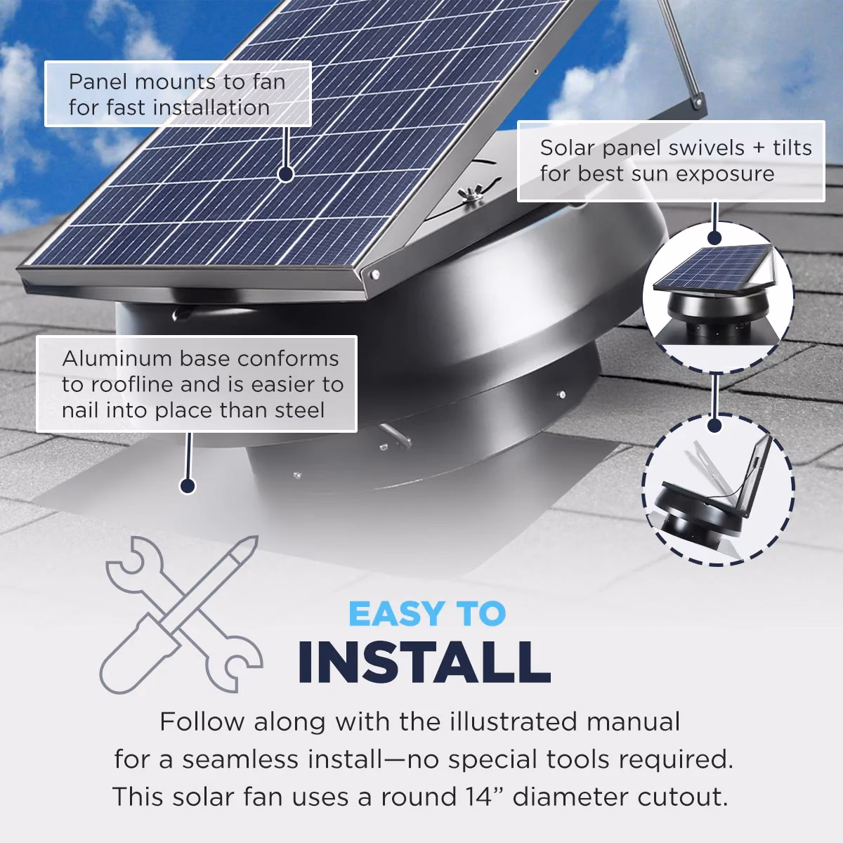 How much does a solar attic fan reduce temperature?